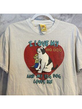Vintage Big Dogs Shirt Womens Small White I Love My Big Dog Funny Cute Y2k Tee